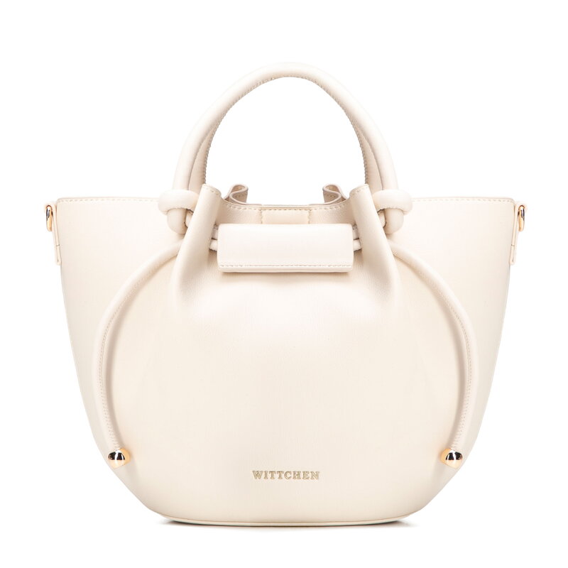 Damska torebka worek z imitacji skóry kremowa 102-4Y-405-0