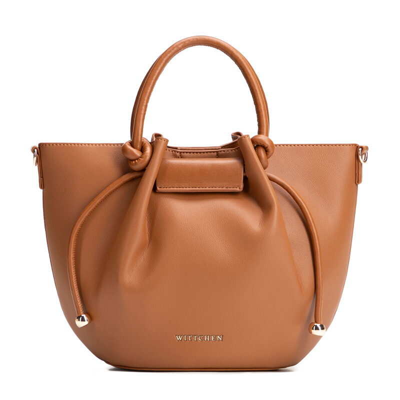 Damska torebka worek z imitacji skóry brązowa 102-4Y-405-5