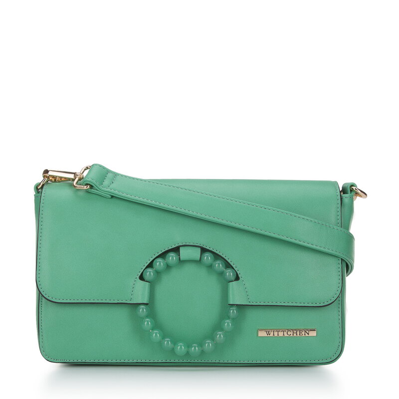 Damska torebka z kółkiem na klapie zielona 94-4Y-406-7