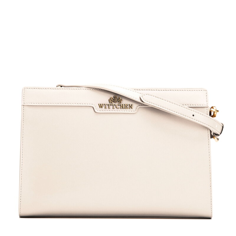 Damska torebka ze skóry naturalnej na ramię kremowa 102-4E-615-0