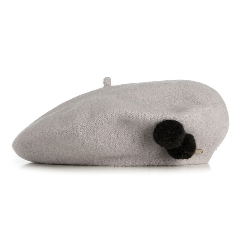 Damski beret wełniany z pomponami 91-HF-101-8