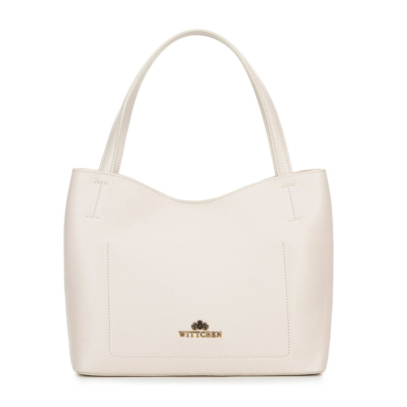Kožená shopper kabelka s vreckom krémová 100-4E-219-0 Kožená shopper kabelka s vreckom krémová 100-4E-219-0