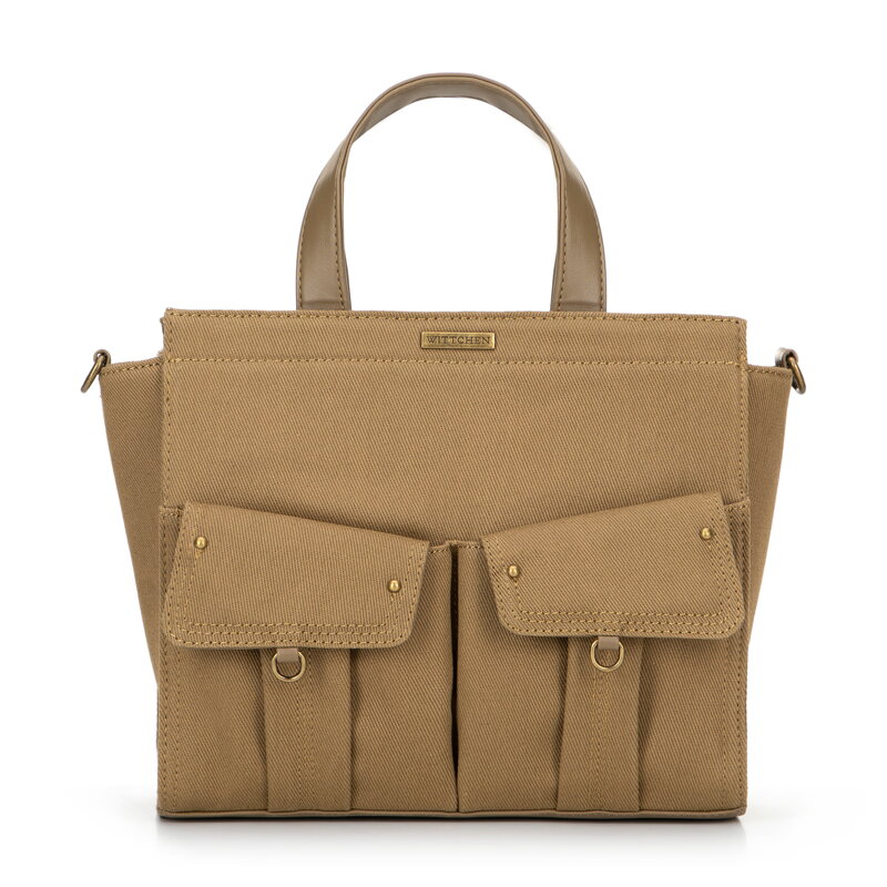 Damski kuferek z domieszką bawełny khaki 100-4Y-440-Z Damski kuferek z domieszką bawełny khaki 100-4Y-440-Z