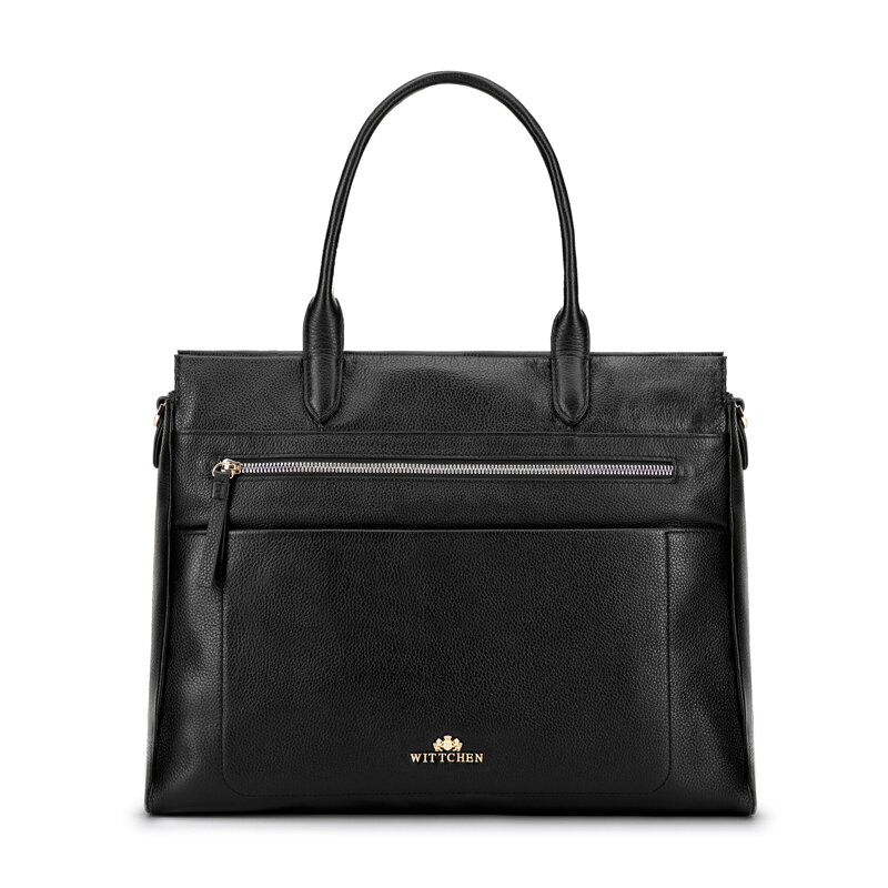 Damski kuferek ze skóry naturalnej o fakturze groszkowej czarny 101-4E-802-1