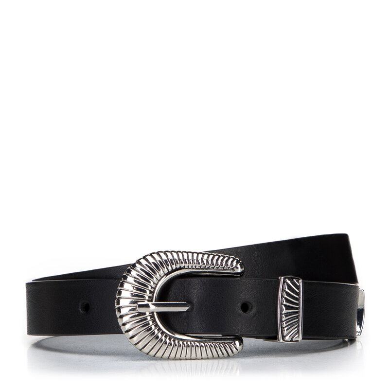 Damski pasek skórzany z klamrą tłoczoną w ozdobny wzór 97-8D-921-1