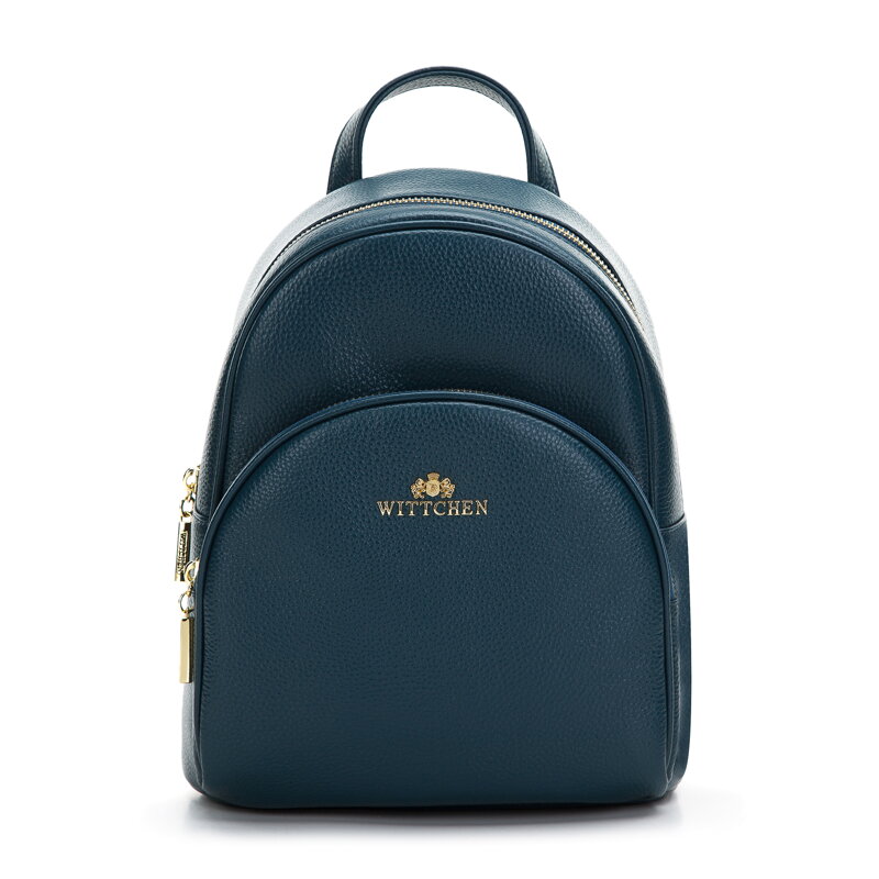 Damski plecak skórzany zaokrąglony mały ciemny turkusowa 97-4E-620-Z