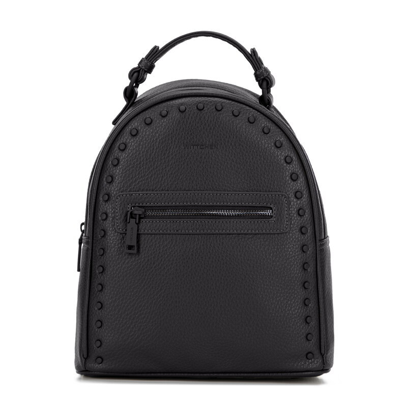 Damski plecak z imitacji skóry z jednolitymi dżetami czarny 101-4Y-700-1