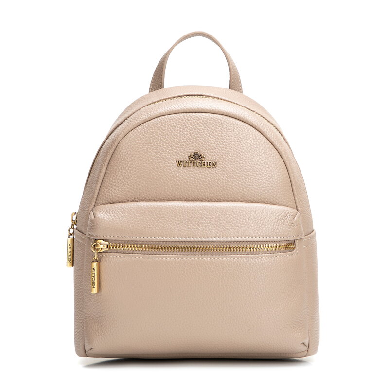 Damski plecak ze skóry naturalnej mały beżowy 102-4E-623-9