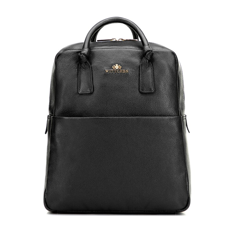 Damski plecak ze skóry naturalnej w prostokątnej formie czarny 101-4E-805-1