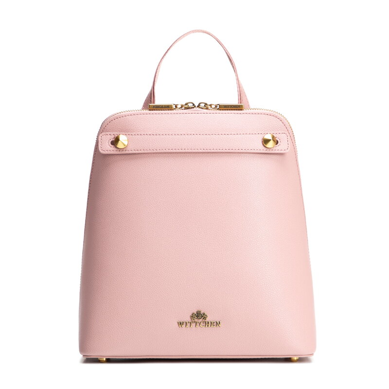 Dámsky kožený batoh lichobežníkový ružový 100-4E-600-P