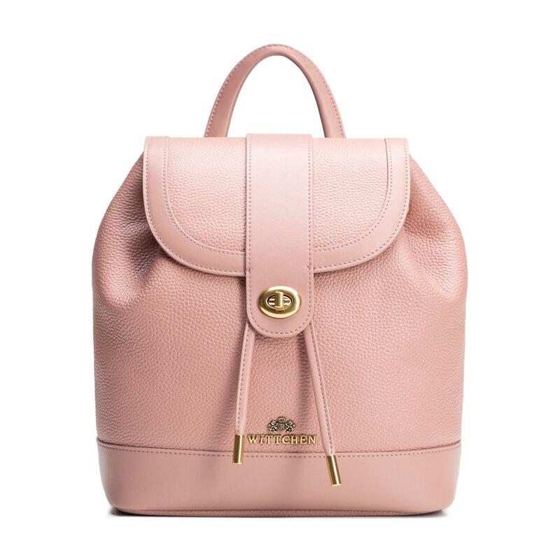 Dámsky kožený batoh s popruhmi ružový 100-4E-224-P