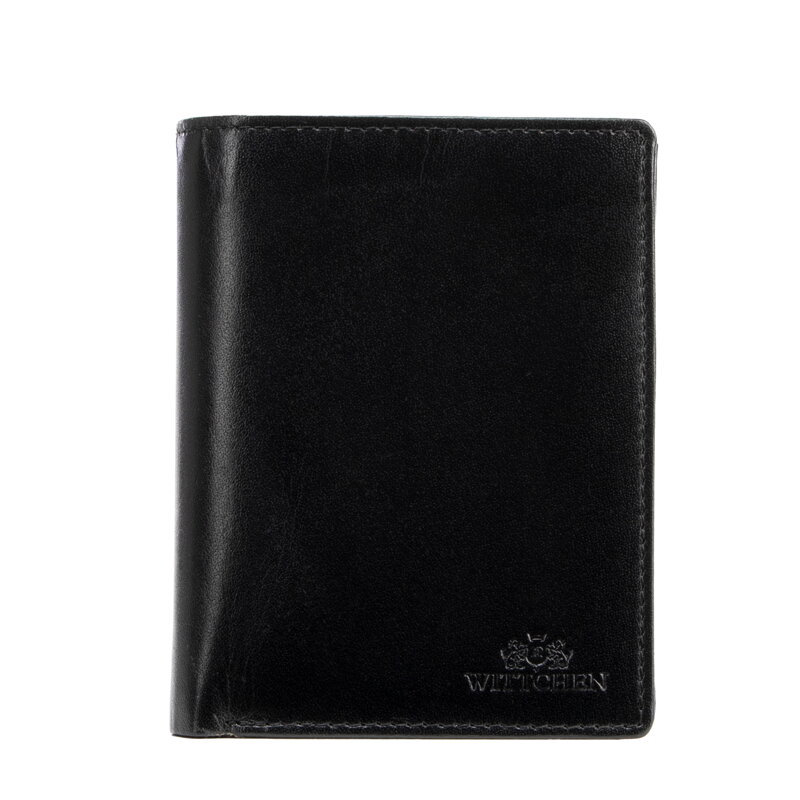 Damski portfel z RFID skórzany z wytłoczonym logo średni czarny 26-1-437-1