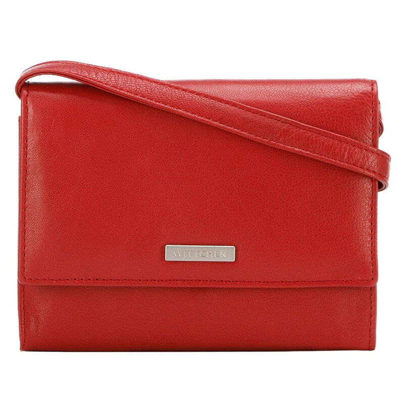 Dámska crossbody peňaženka z červenej kože 26-2-110-3 Dámska crossbody peňaženka z červenej kože 26-2-110-3