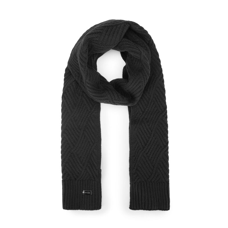 Damski szalik ze splotem w karo 93-7F-002-1