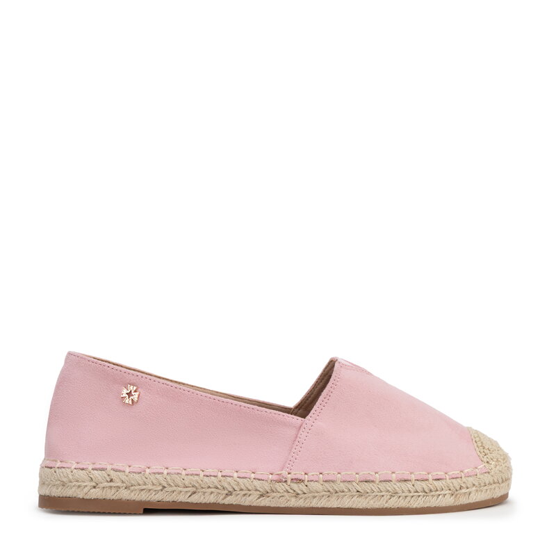Damskie espadryle z plecionym noskiem różowe 100-DP-805-P Damskie espadryle z plecionym noskiem różowe 100-DP-805-P