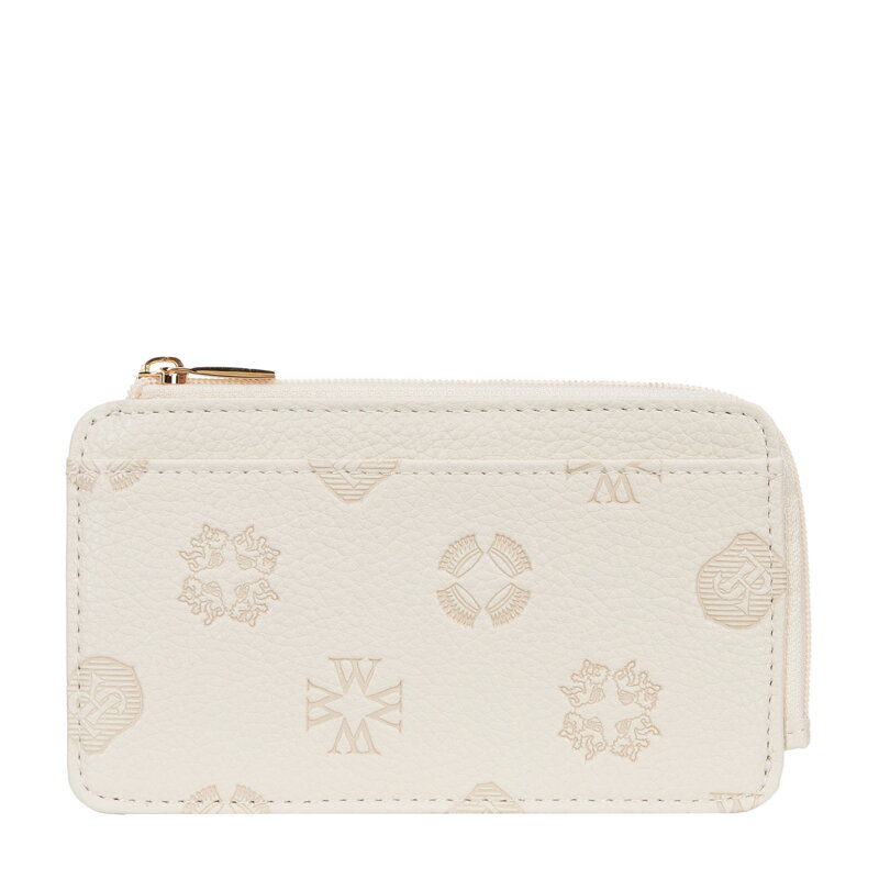 Damskie etui na karty z imitacji skóry kremowe 101-1Y-P12-0