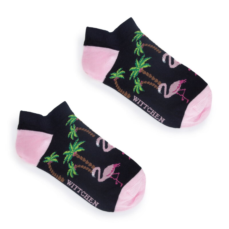 Damskie skarpety we flamingi i palmy 94-SD-004-X1