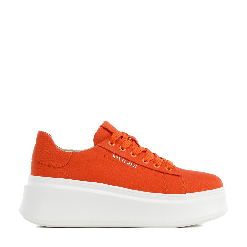 Damskie sneakersy na grubej podeszwie klasyczne pomarańczowe 96-D-962-6
