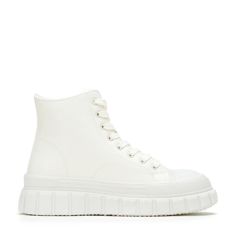 Damskie sneakersy na platformie klasyczne kremowe 97-DP-800-0