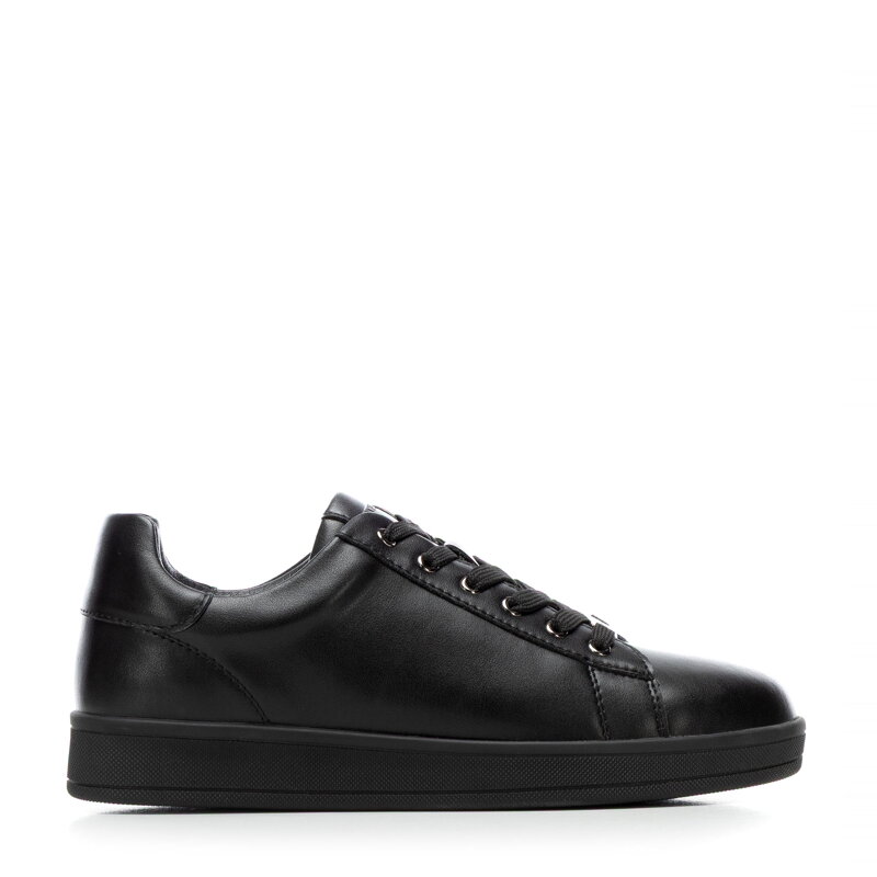 Damskie sneakersy skórzane na platformie czarne 101-D-972-1 Damskie sneakersy skórzane na platformie czarne 101-D-972-1