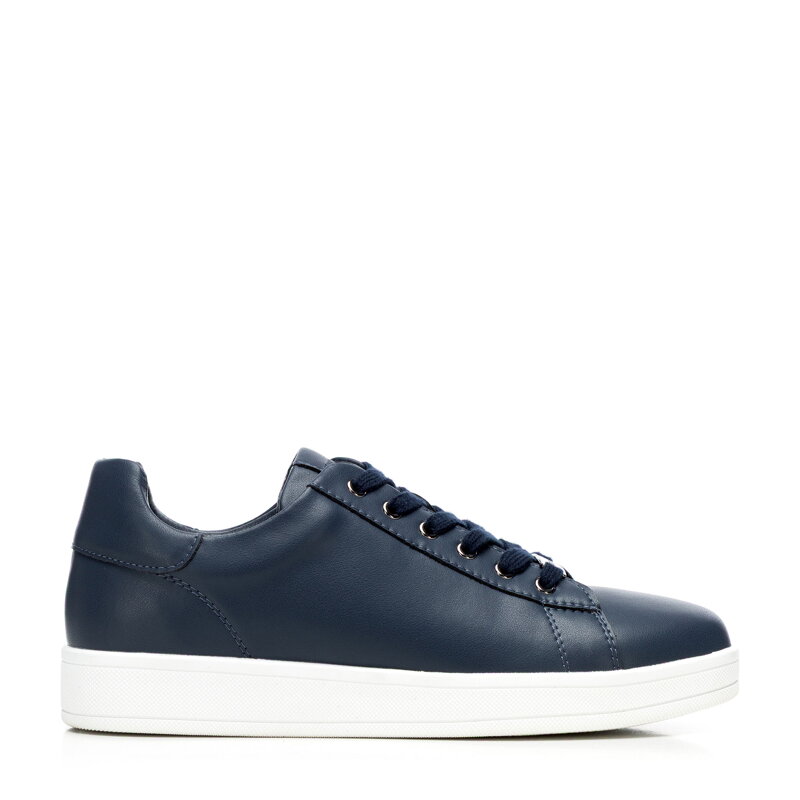 Damskie sneakersy skórzane na platformie granatowe 101-D-972-N Damskie sneakersy skórzane na platformie granatowe 101-D-972-N
