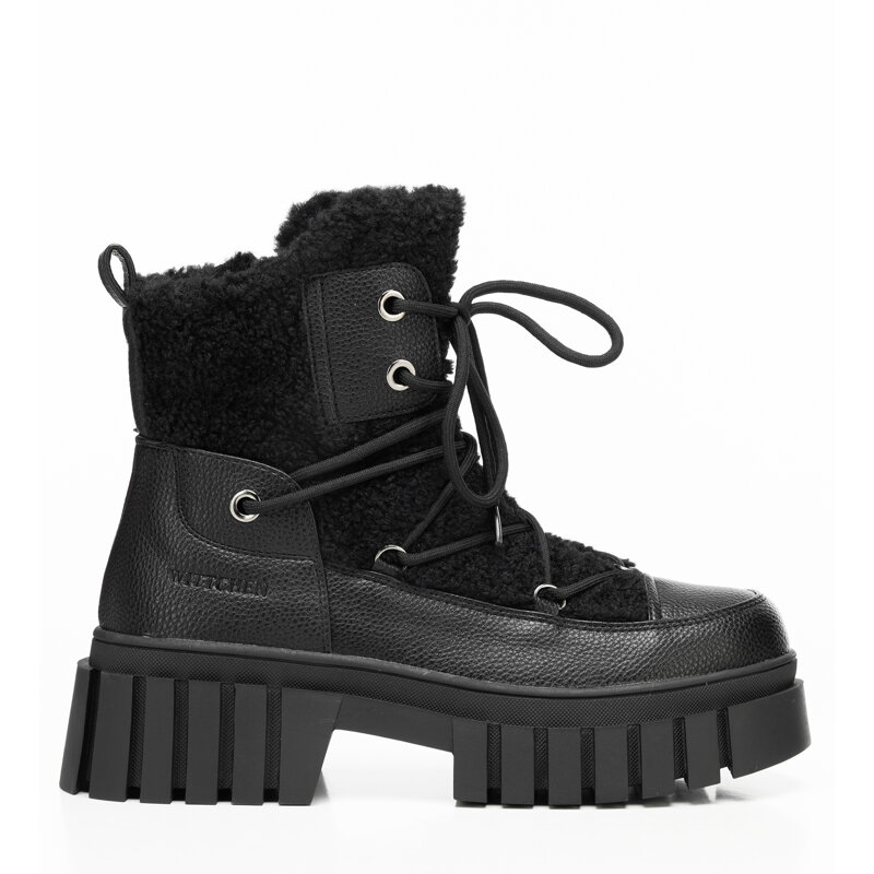 Damskie trapery z futerkiem czarne 101-DP-850-1