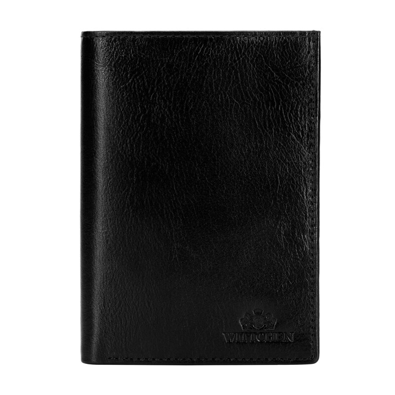 Duży męski portfel ze skóry naturalnej bez zapięcia czarny 21-1-033-L10