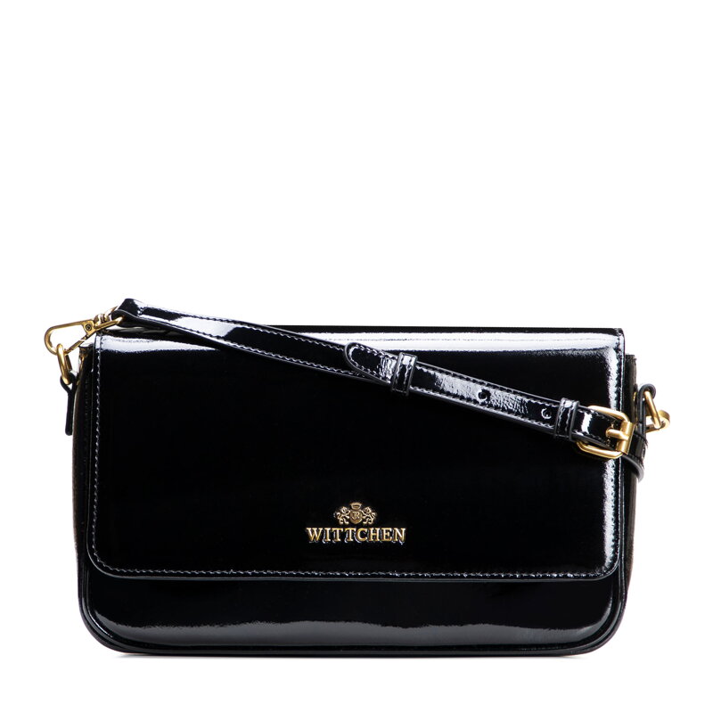 Elegancka damska listonoszka ze skóry lakierowanej czarna 102-4E-200-1