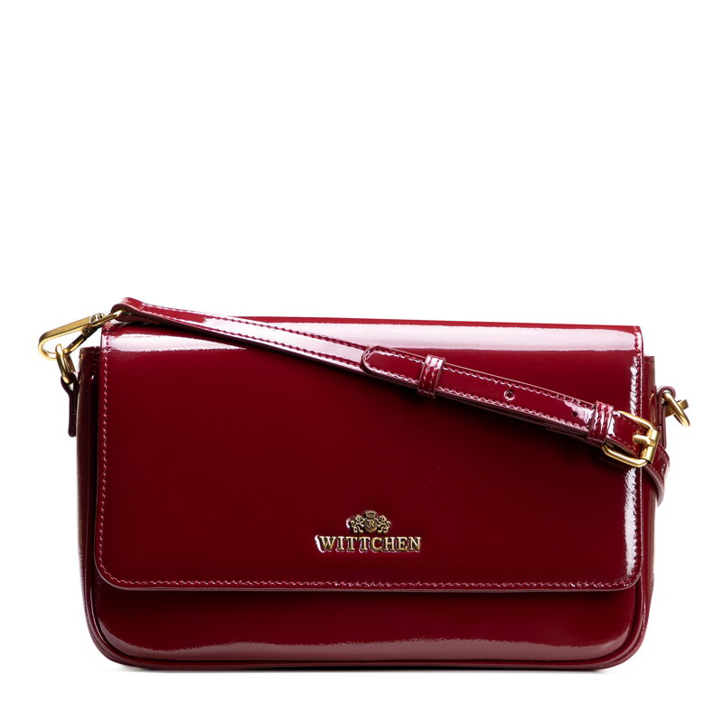 Elegancka damska listonoszka ze skóry lakierowanej bordowa 102-4E-200-3