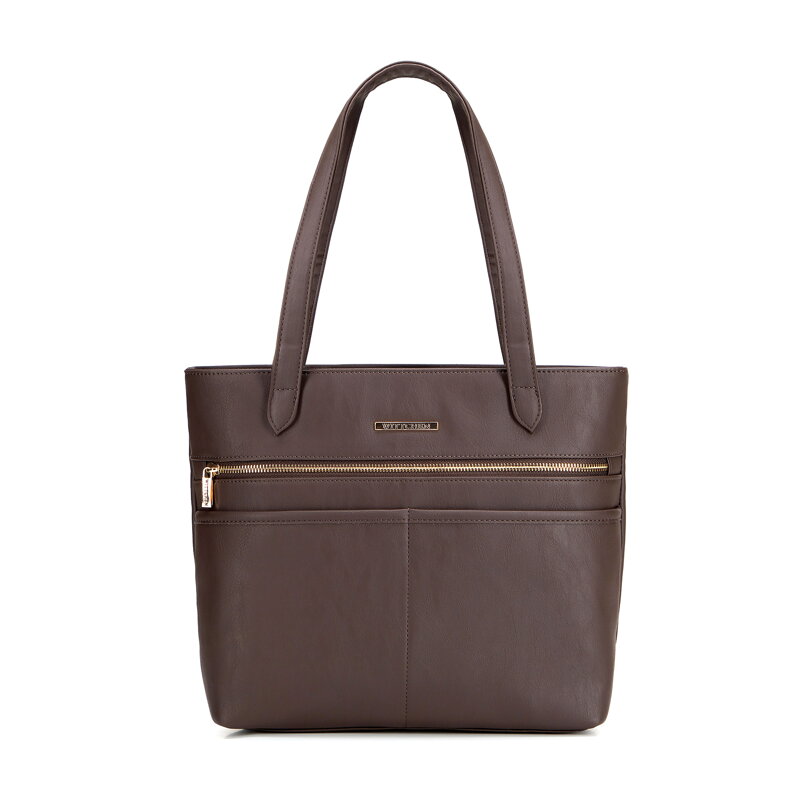 Elegancka damska shopperka miejska brązowa 102-4Y-012-4