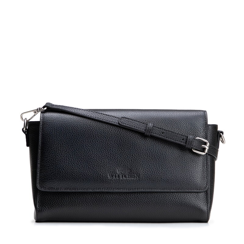 Elegancka listonoszka ze skóry naturalnej z logo czarna 102-4E-210-1