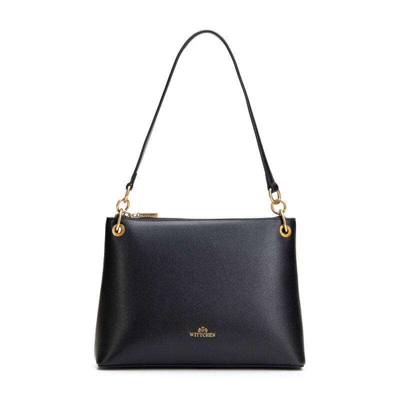 Elegancka torebka na ramię ze skóry naturalnej czarna 102-4E-612-1