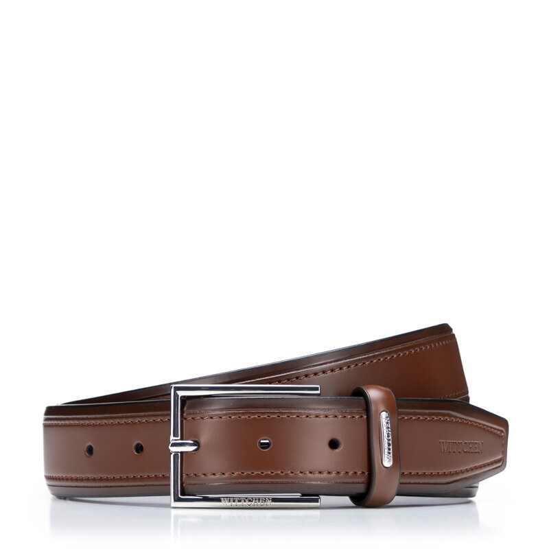 Elegancki pasek męski ze skóry naturalnej ciemny brąz 101-8M-206-4 Elegancki pasek męski ze skóry naturalnej ciemny brąz 101-8M-206-4