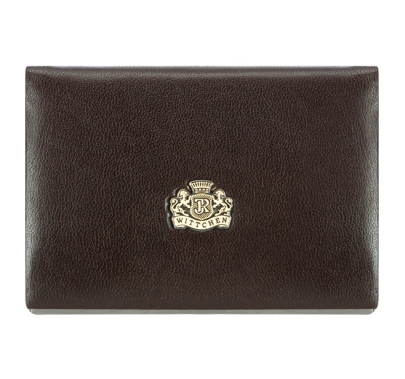 Etui na wizytówki ze skóry z herbem klasyczne 10-2-133-4