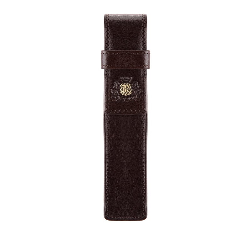 Etui na pióro skórzane wsuwane brązowe 39-2-100-3