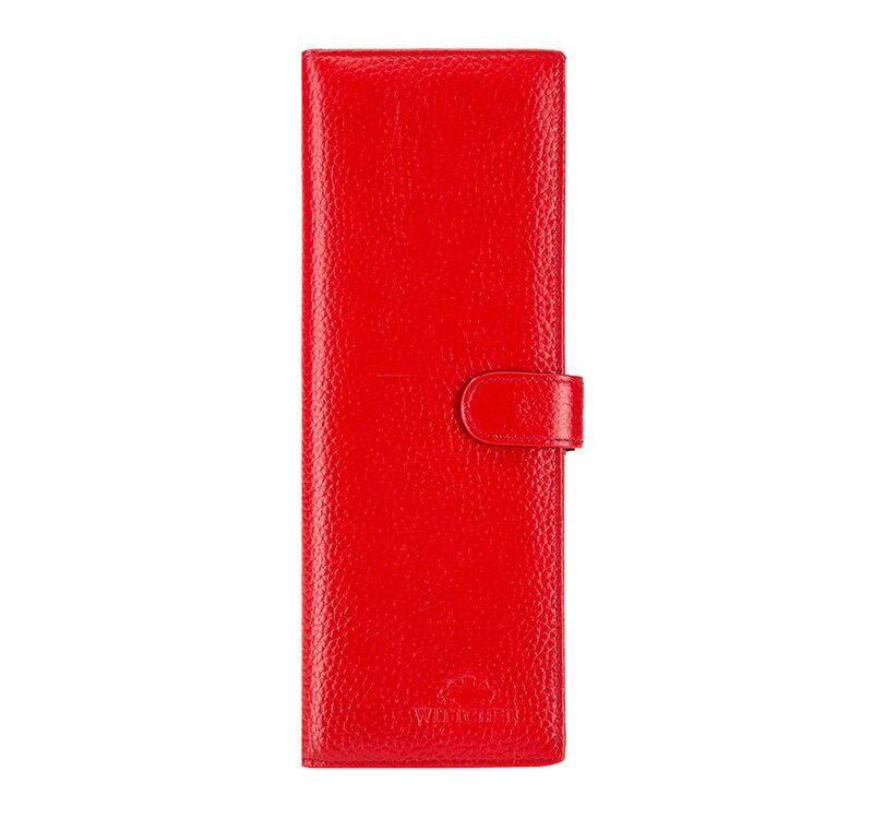 Damskie etui na wizytowki ze skóry licowej czerwone 81-1-406-3