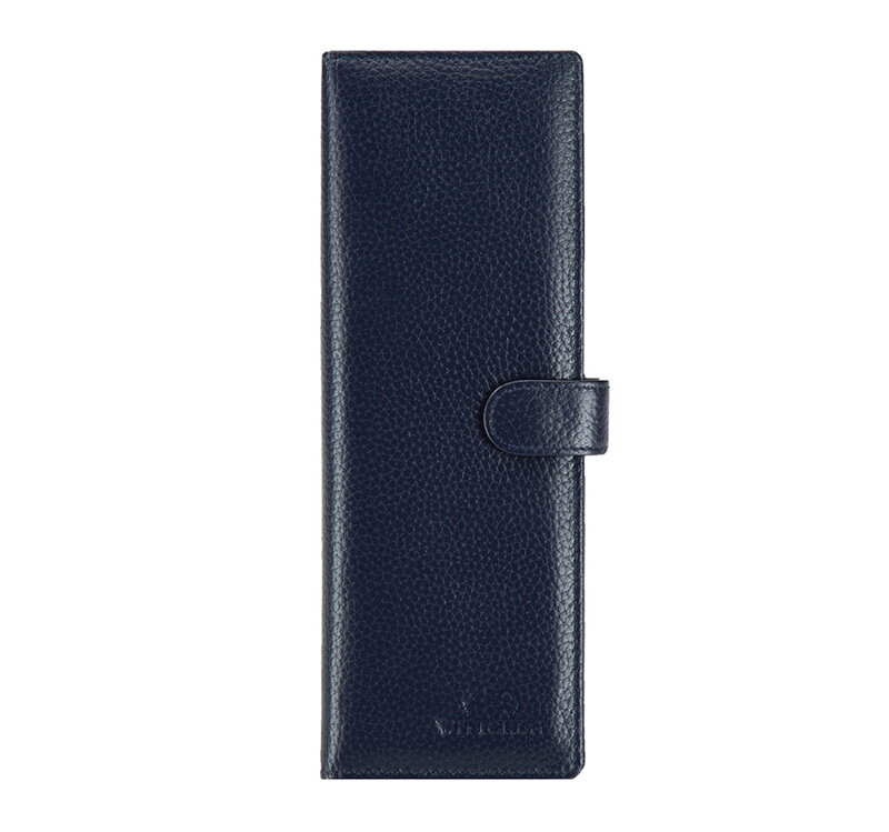 Damskie etui na wizytowki ze skóry licowej granatowe 81-1-406-7