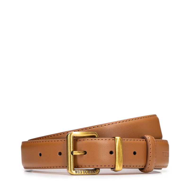 Klasyczny damski pasek ze skóry naturalnej jasny brąz 102-8D-010-5