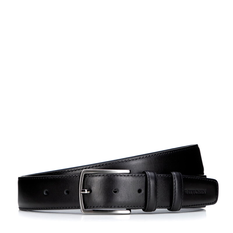 Klasyczny męski pasek ze skóry naturalnej czarny 101-8M-213-1