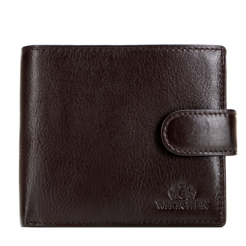 Klasyczny męski portfel ze skóry z zapięciem na napę brązowy 21-1-125-L40