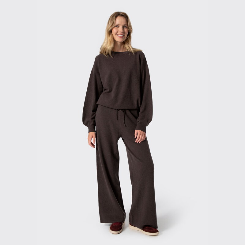 Komplet dresowy z wełny oversize z szerokimi spodniami ciemny brąz 29-99-008-4