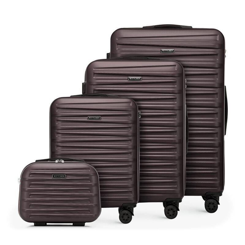 Komplet walizek z ABS-u w poziome tłoczenie brązowy 56-3A-00K-44