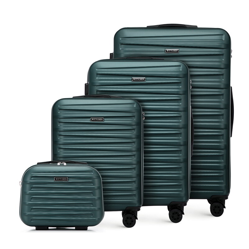 Komplet walizek z ABS-u w poziome tłoczenie zielony 56-3A-00K-85 Komplet walizek z ABS-u w poziome tłoczenie zielony 56-3A-00K-85