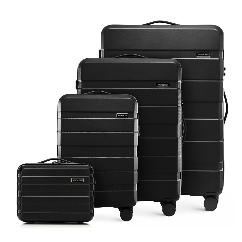 Komplet walizek z ABS - u w poziome pasy czarny 56-3A-10K-10