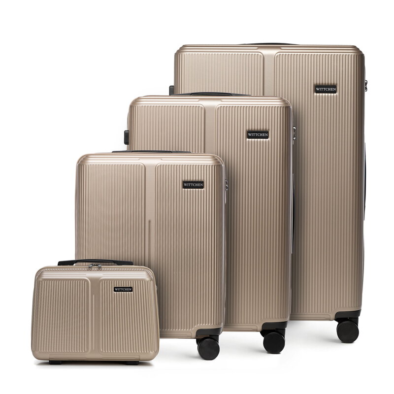 Komplet walizek z ABS-u w drobne paski złoty 56-3A-60K-86