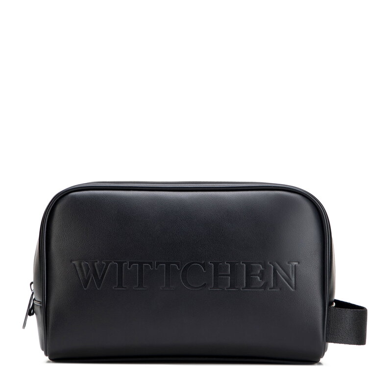 Kosmetyczka z imitacji skóry z logo czarna 29-3Y-900-1