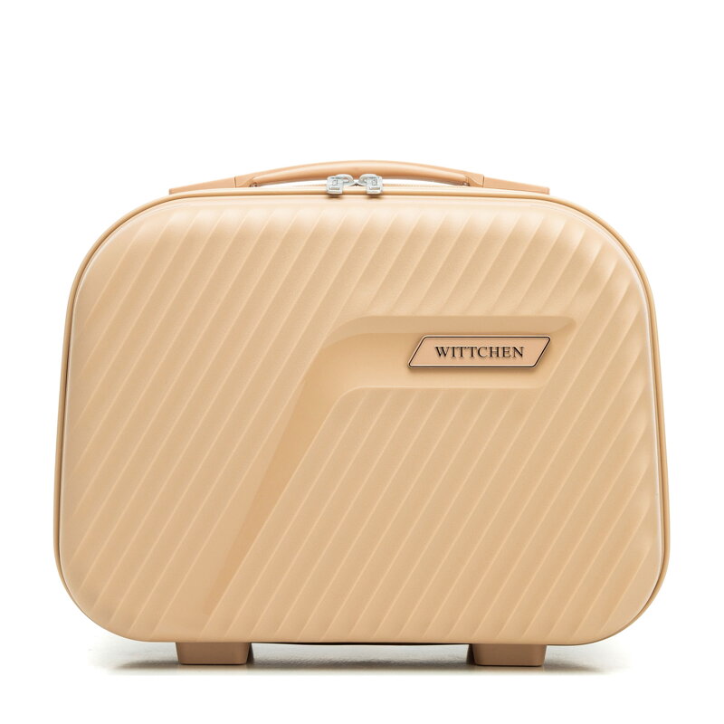 Kosmetyczka podróżna z polipropylenu w ukośne pasy beżowa 56-3T-504-86