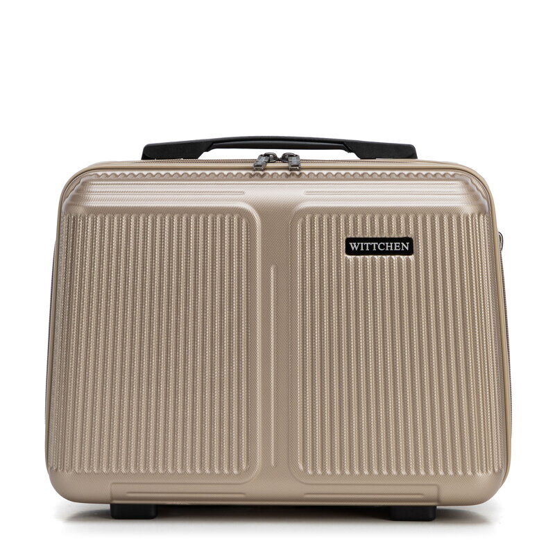 Kosmetyczka z ABS-u w drobne paski złota 56-3A-604-86