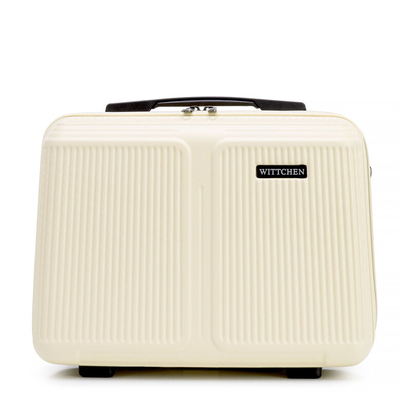 Kosmetyczka z ABS-u w drobne paski kremowa 56-3A-604-89