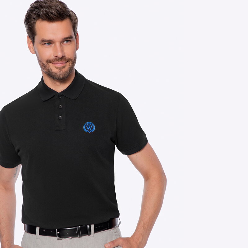 Koszulka polo męska bawełniana z kolorowym logo czarna M0-99-101-1 Koszulka polo męska bawełniana z kolorowym logo czarna M0-99-101-1